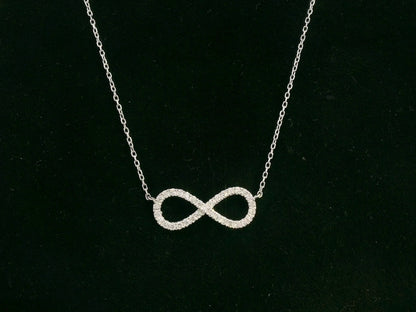 18K white gold infinity necklace with pavé-set natural diamonds – Emirates Diamonds