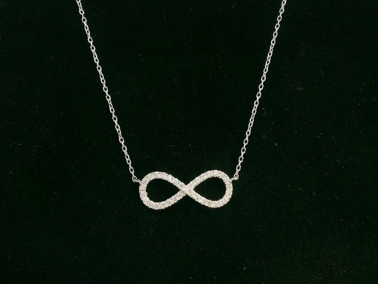18K white gold infinity necklace with pavé-set natural diamonds – Emirates Diamonds