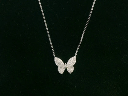 18K white gold diamond butterfly necklace – 0.22ct pavé diamonds by Emirates Diamonds
