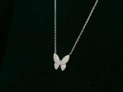 18K white gold diamond butterfly necklace – 0.22ct pavé diamonds by Emirates Diamonds