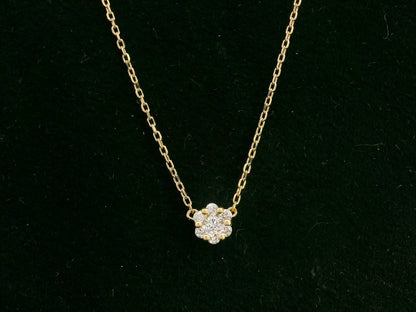 18K yellow gold diamond cluster necklace with round brilliant diamonds, total diamond weight 0.09 carat – Emirates Diamonds