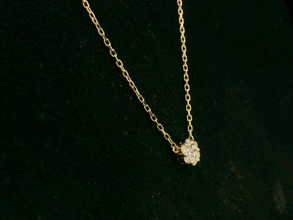 18K yellow gold diamond cluster necklace with round brilliant diamonds, total diamond weight 0.09 carat – Emirates Diamonds