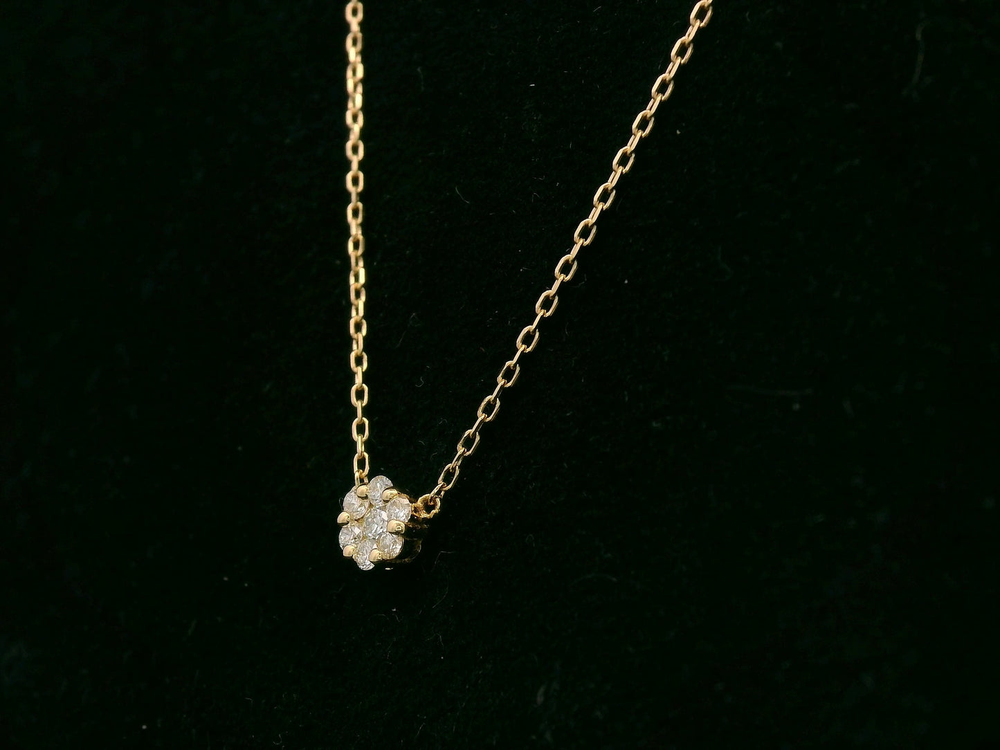 18K yellow gold diamond cluster necklace with round brilliant diamonds, total diamond weight 0.09 carat – Emirates Diamonds