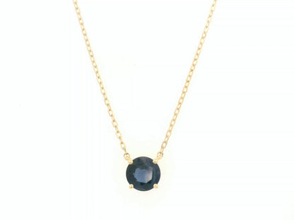 Round blue sapphire solitaire necklace in 18K yellow gold by Emirates Diamonds