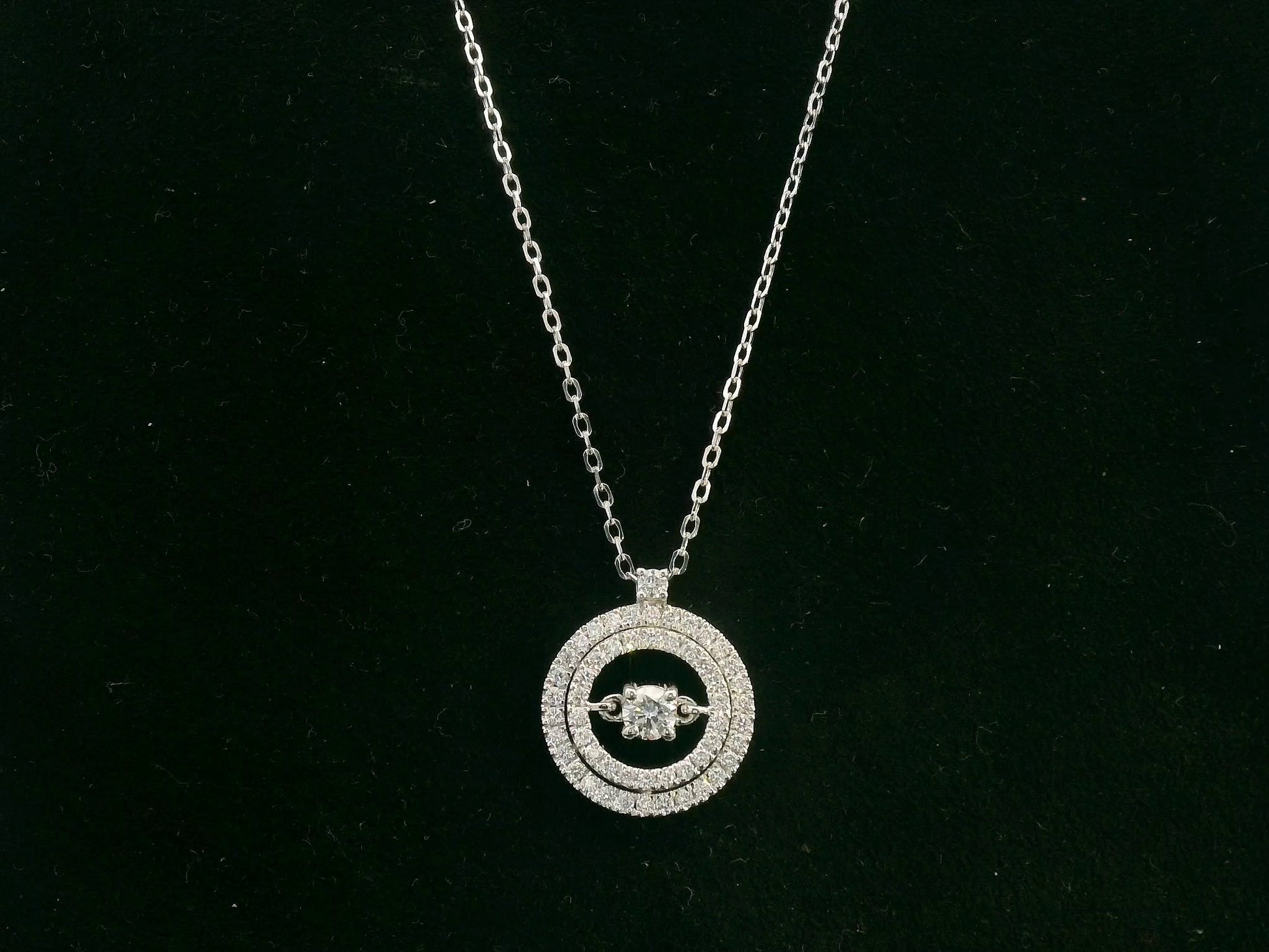 18K white gold diamond circle pendant necklace with 0.52 carat diamonds by Emirates Diamonds