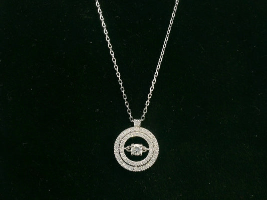 18K white gold diamond circle pendant necklace with 0.52 carat diamonds by Emirates Diamonds