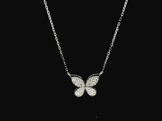 Diamond butterfly necklace 0.53 carat in 18K white gold by Emirates Diamonds