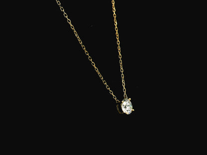 0.40 carat diamond solitaire necklace in 18K yellow gold minimal pendant – Emirates Diamonds