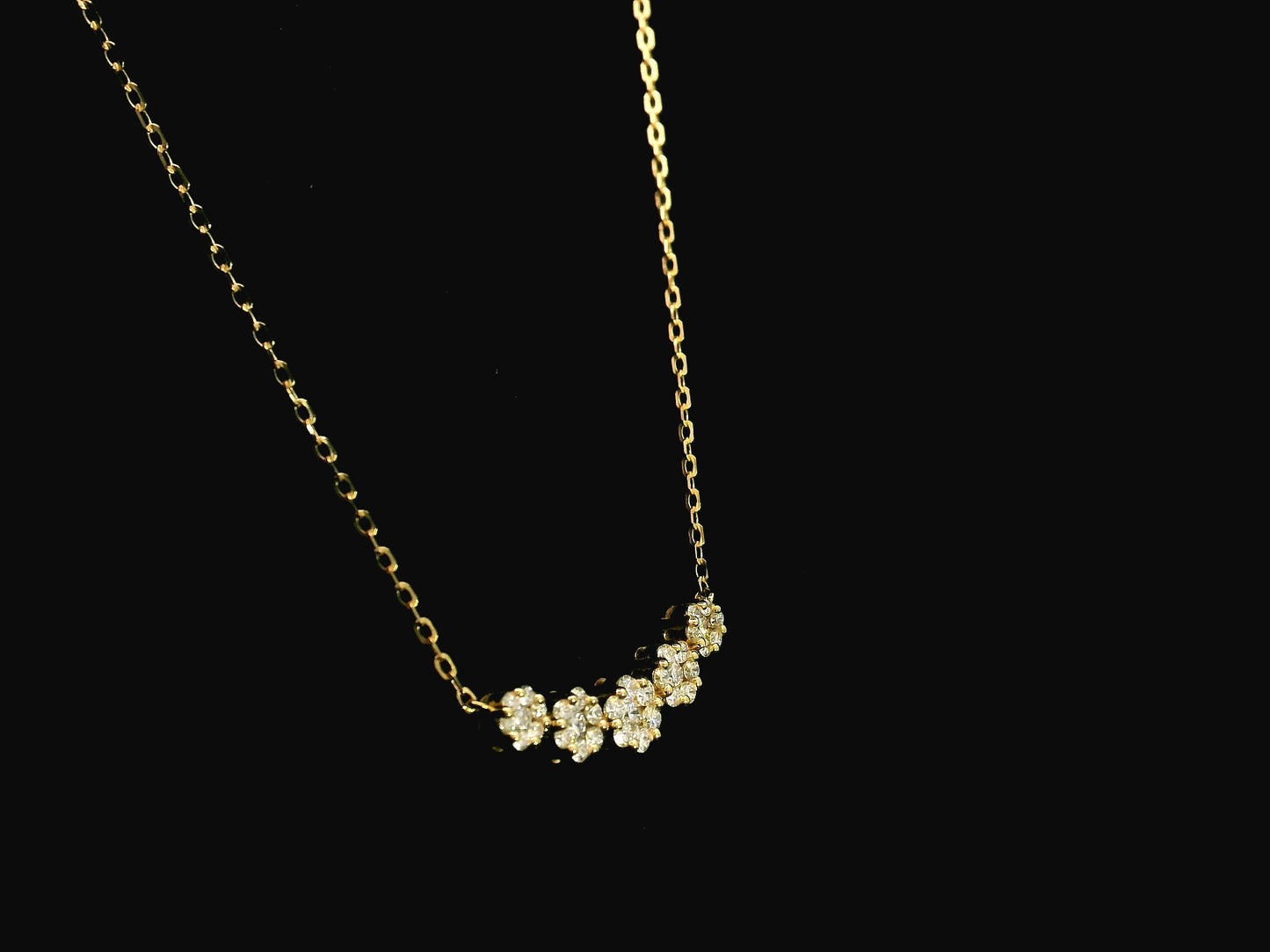 Diamond floral cluster necklace in 18K yellow gold with 0.55ct diamonds – Emirates Diamonds
