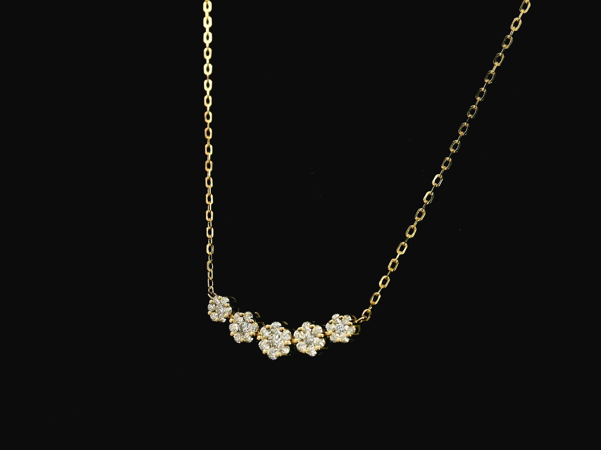 Diamond floral cluster necklace in 18K yellow gold with 0.55ct diamonds – Emirates Diamonds