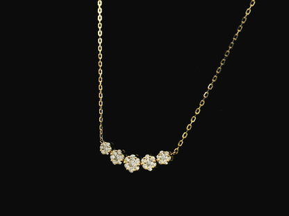 Diamond floral cluster necklace in 18K yellow gold with 0.55ct diamonds – Emirates Diamonds