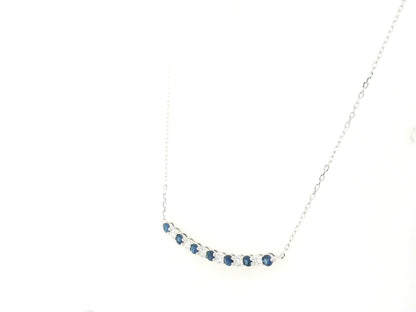 Blue sapphire and diamond bar necklace in 18K white gold featuring 0.74 carats of sapphires and 0.55 carats of diamonds by Emirates Diamonds.