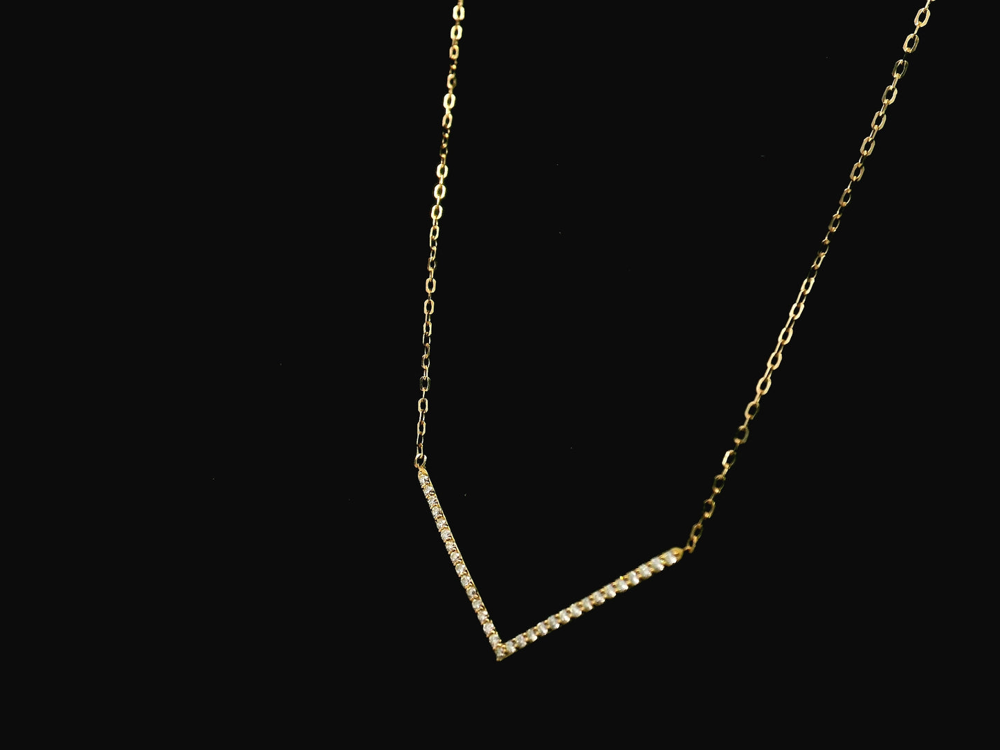 Diamond chevron necklace 0.28 carat in 18K yellow gold minimalist pendant by Emirates Diamonds