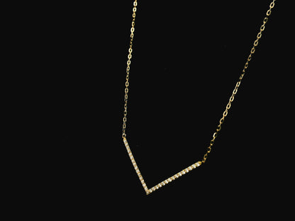 Diamond chevron necklace 0.28 carat in 18K yellow gold minimalist pendant by Emirates Diamonds