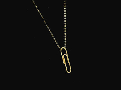 Diamond paperclip pendant necklace in 18K yellow gold with 0.23 carat diamonds by Emirates Diamonds.