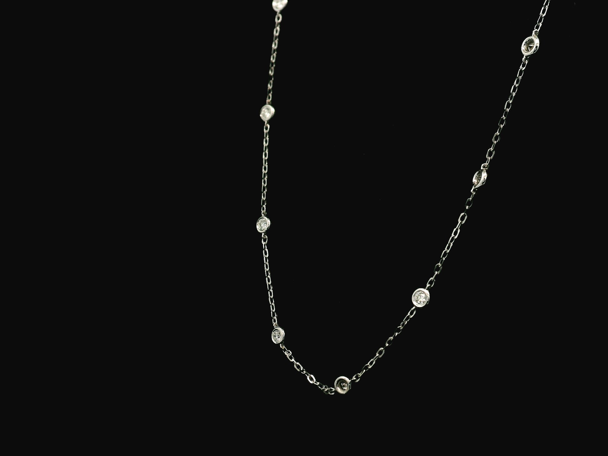 Diamond station necklace in 18K white gold with 0.60ct bezel-set diamonds – Emirates Diamonds