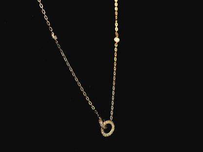 18K rose gold interlocking circle diamond necklace 0.22 carat with diamond chain accents – Emirates Diamonds