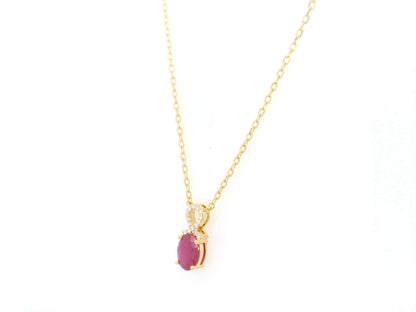 18K yellow gold ruby diamond pendant necklace 0.87 carat oval ruby with diamond loop – Emirates Diamonds