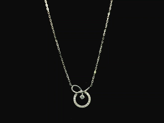 Diamond circle pendant necklace in 18K white gold with 0.20 carat natural diamonds