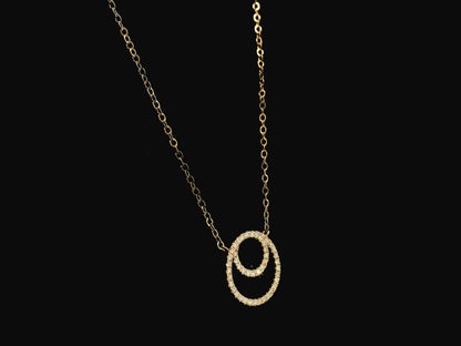 Diamond double circle pendant necklace in 18K rose gold with 0.41 carat natural diamonds