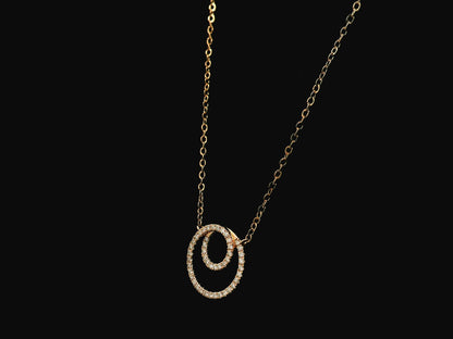 Diamond double circle pendant necklace in 18K rose gold with 0.41 carat natural diamonds