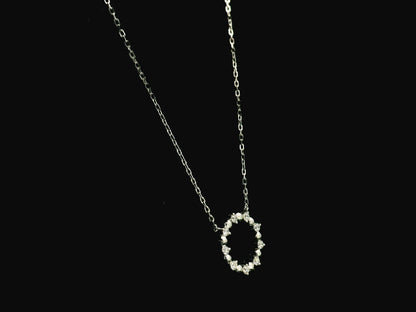Diamond circle pendant necklace in 18K white gold with 0.33 carat natural diamonds