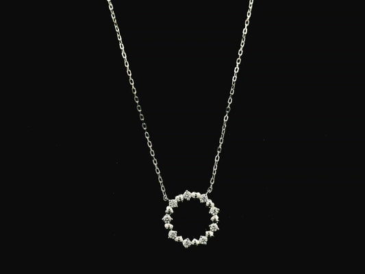 Diamond circle pendant necklace in 18K white gold with 0.33 carat natural diamonds