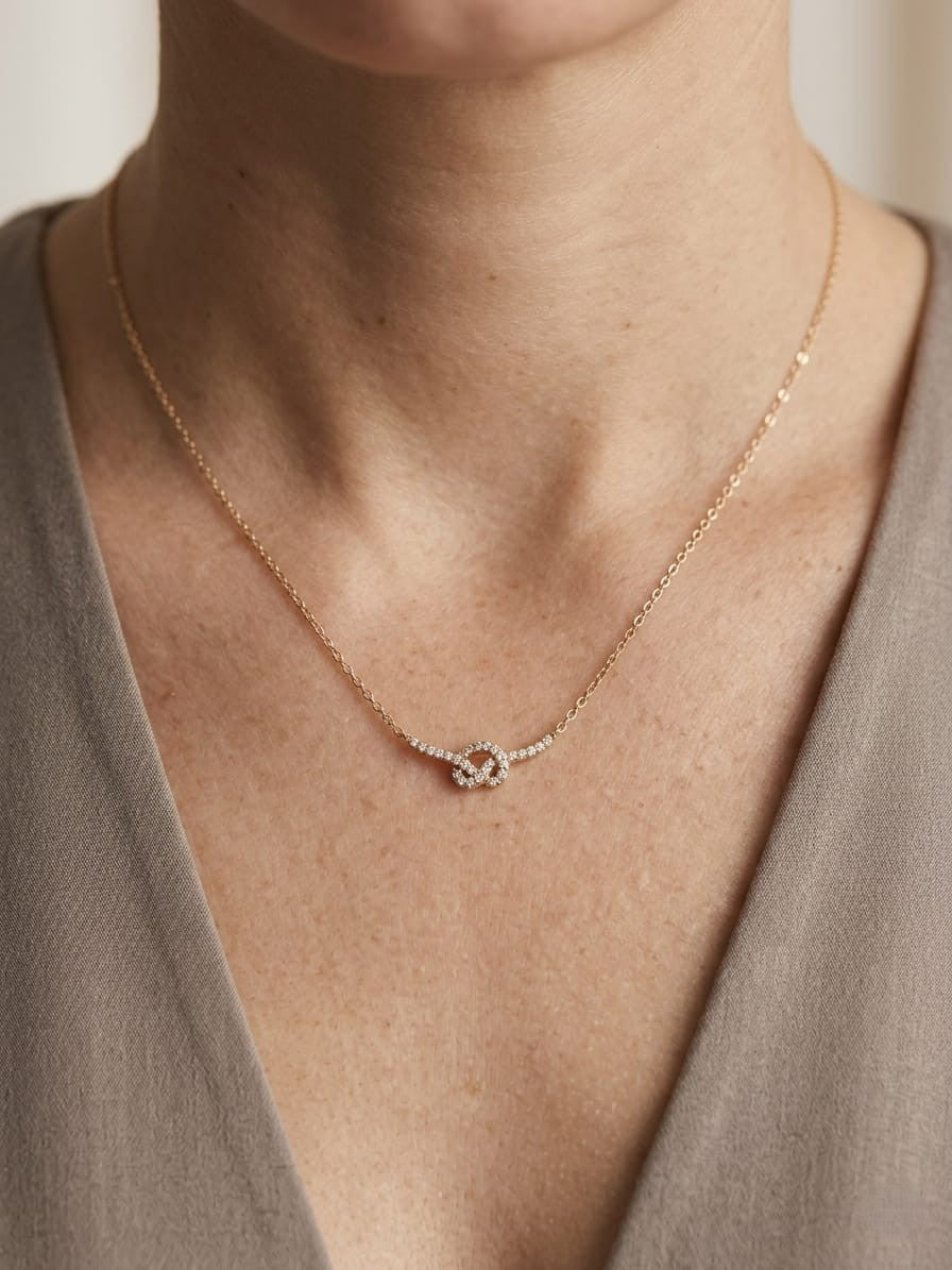 Diamond knot necklace in 18K rose gold with 0.29 carat natural diamonds
