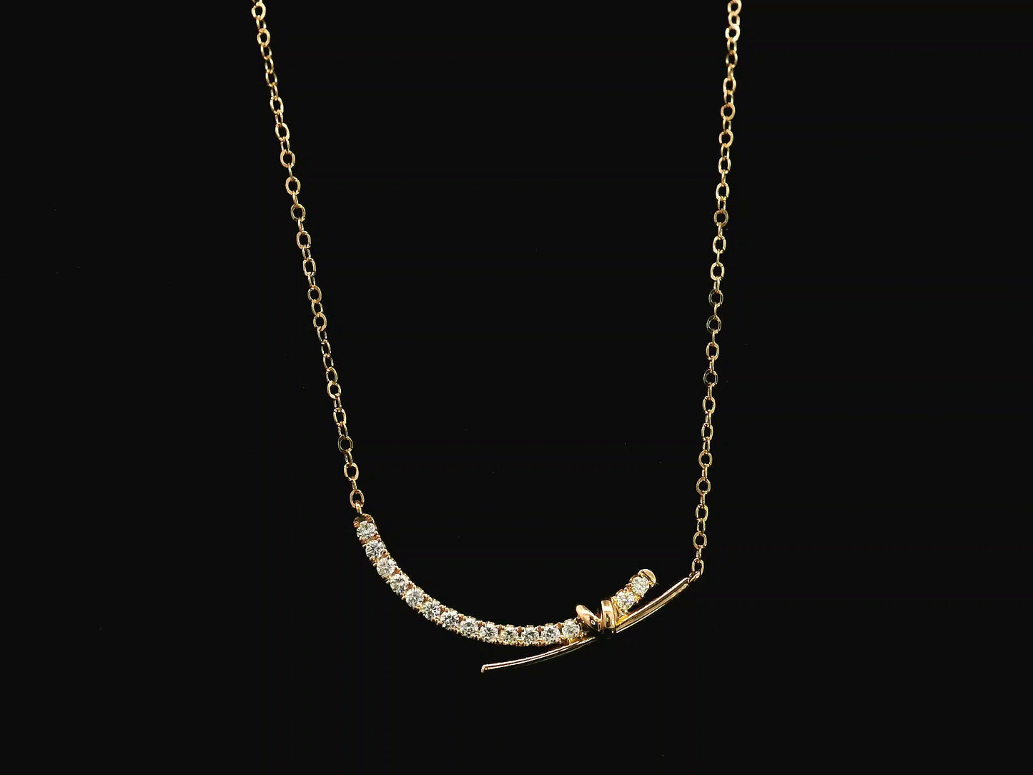 Diamond bar necklace in 18K rose gold featuring 0.35 carat natural diamonds