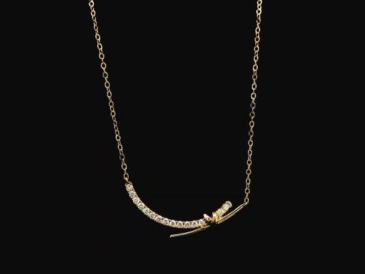 Diamond bar necklace in 18K rose gold featuring 0.35 carat natural diamonds