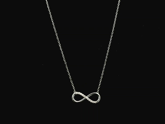 Diamond infinity necklace in 18K white gold with 0.05 carat natural diamonds