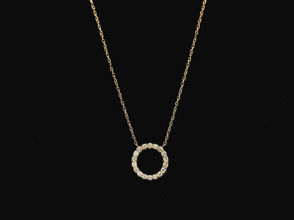 Diamond circle pendant necklace in 18K rose gold with 0.22 carat natural diamonds
