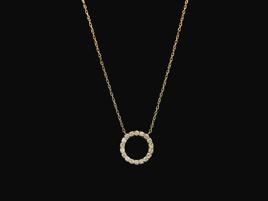 Diamond circle pendant necklace in 18K rose gold with 0.22 carat natural diamonds