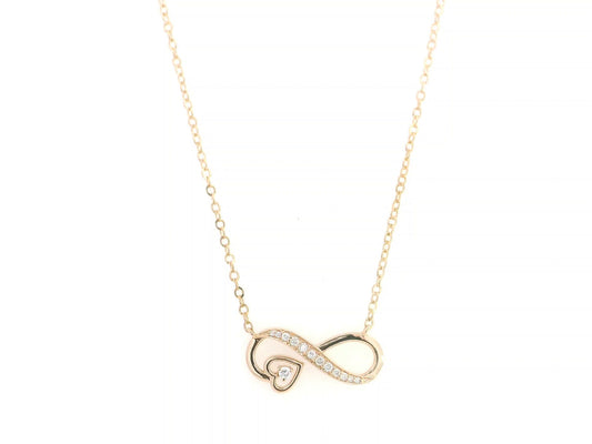 18K rose gold infinity heart diamond necklace featuring 0.13 Carat of natural diamonds in a timeless romantic design.
