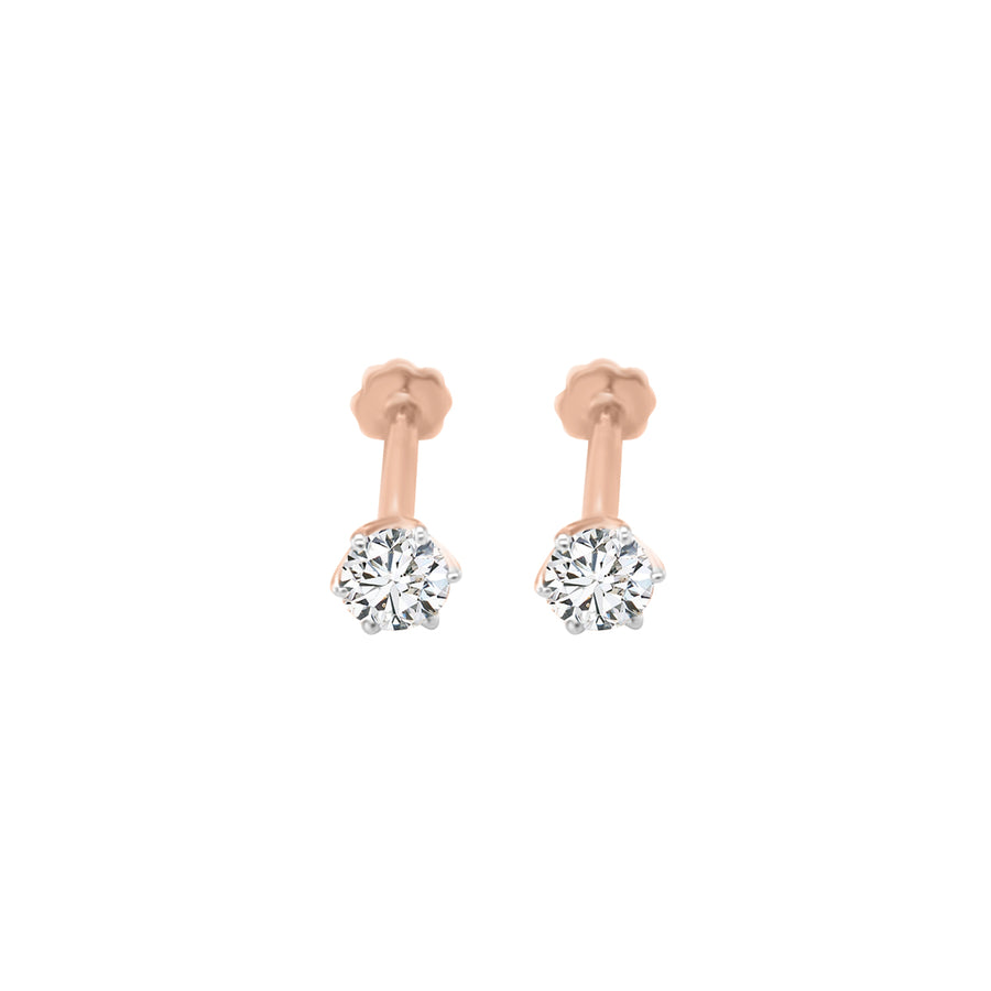 Solitaire Diamond Nose Pin In 18k Rose Gold