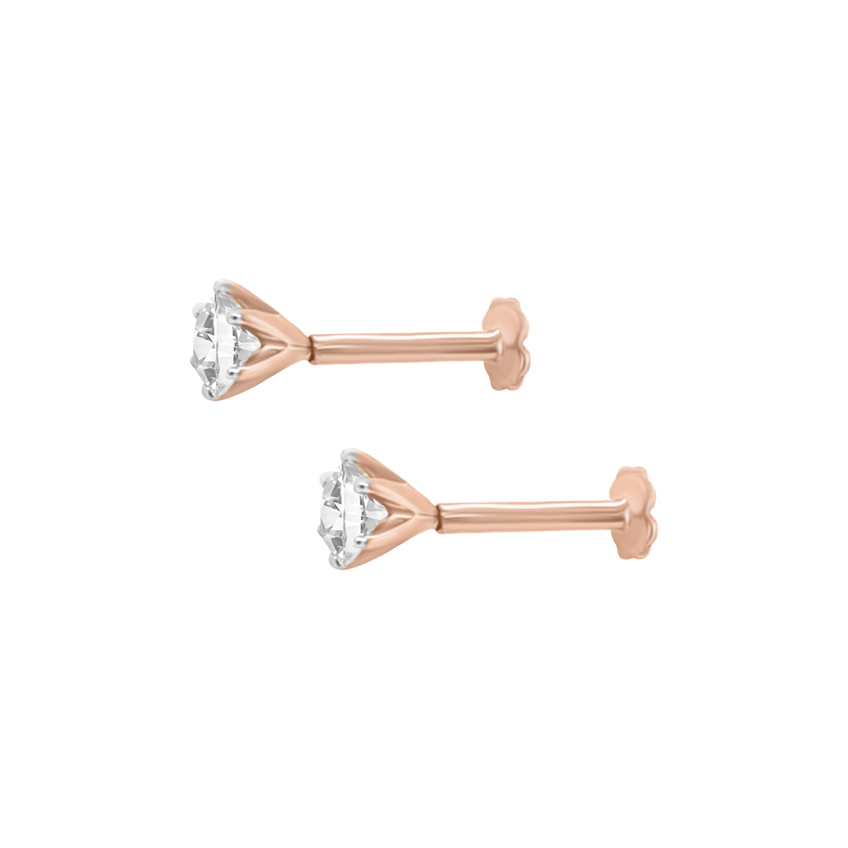 Solitaire Diamond Nose Pin In 18k Rose Gold