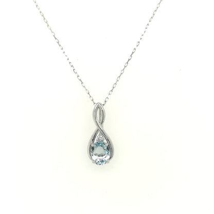 Aquamarine And Diamond Pendant In 18k White Gold.