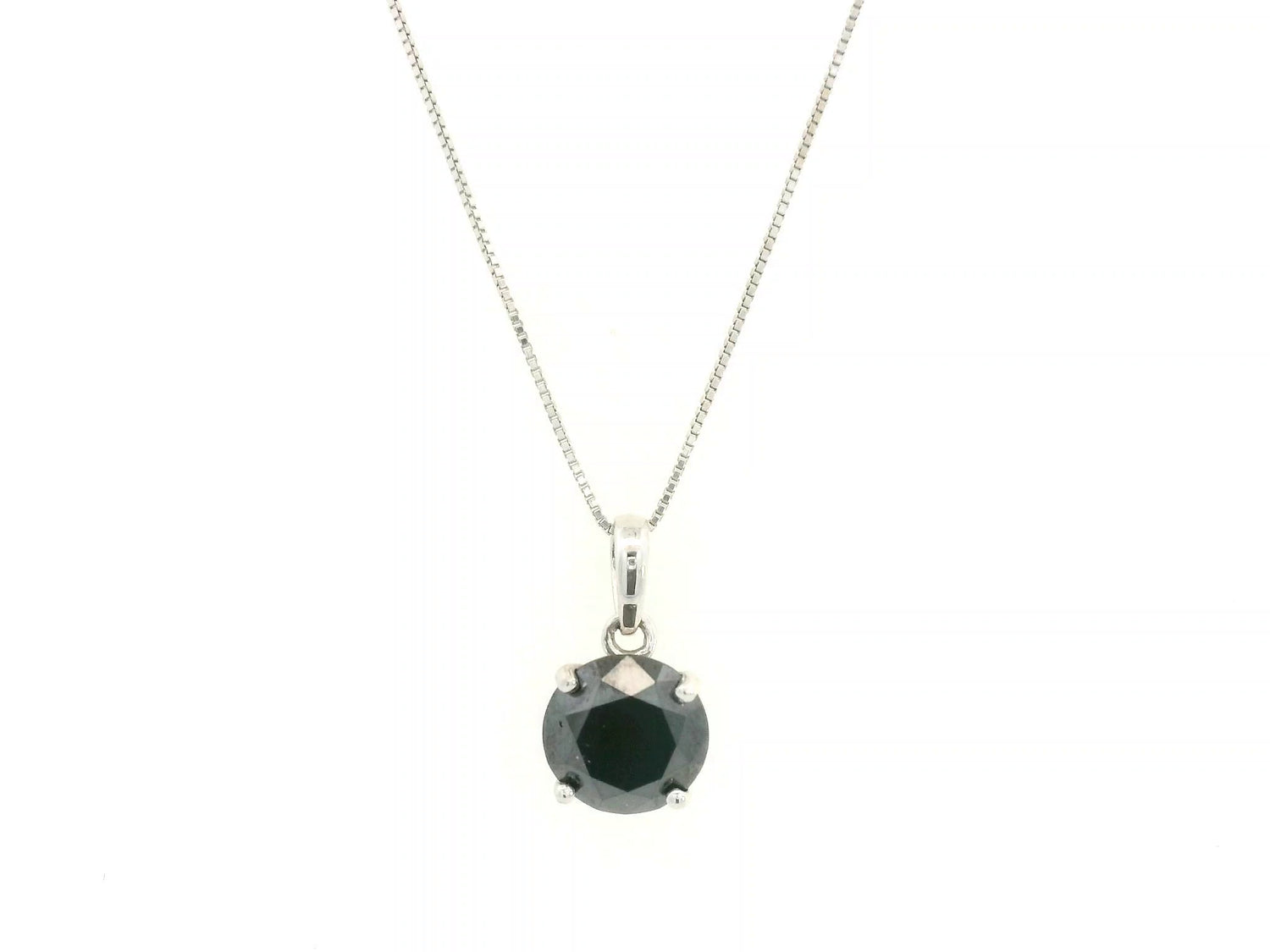 18K white gold black diamond solitaire pendant with 4.43 carat round black diamond, luxury  jewelry by Emirates Diamonds.