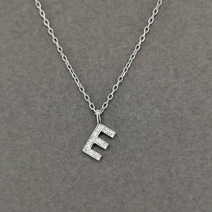 Alphabet E Diamond Pendant In 18k White Gold. 