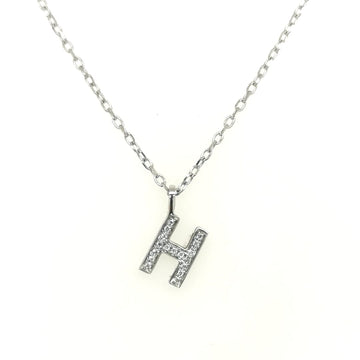 Alphabet H Diamond Pendant In 18k White Gold. 