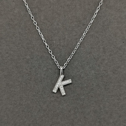 Alphabet K Diamond Pendant In 18k White Gold. 