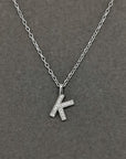 Alphabet K Diamond Pendant In 18k White Gold. 