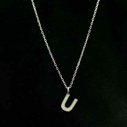 Diamond Initial U Alphabet Pendant In 18k Gold