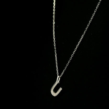Diamond Initial U Alphabet Pendant In 18k Gold