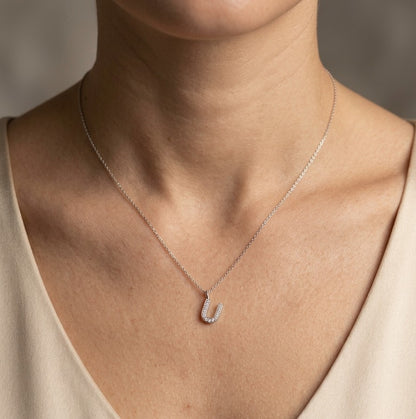 Diamond Initial U Alphabet Pendant In 18k Gold