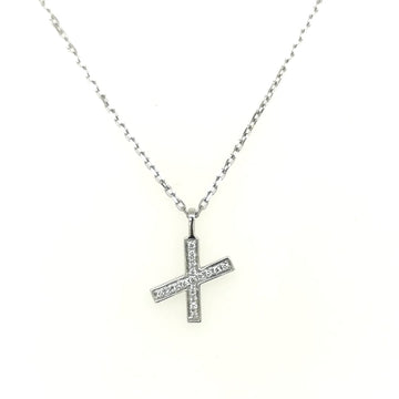 Alphabet X Diamond Pendant In 18k White Gold. 