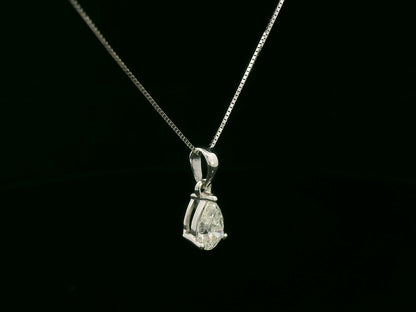 18K white gold pear-shaped solitaire diamond pendant – 0.50 carat teardrop design 