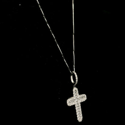 Diamond Cross Pendant in 18K White Gold | Natural Diamond Religious Pendant