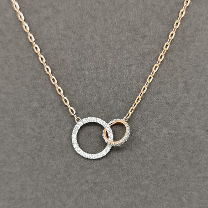 Interlinked Diamond Circles Necklace In 18k Rose Gold.