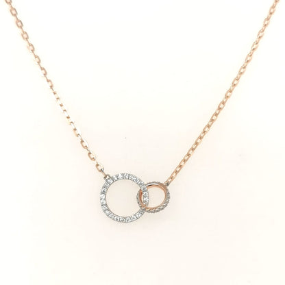 Interlinked Diamond Circles Necklace In 18k Rose Gold.